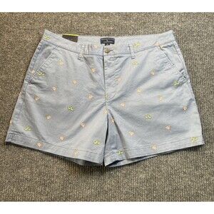 Margaritaville Shorts Women Size 16 Blue Stonewash Canvas Margaritas/Lime Print